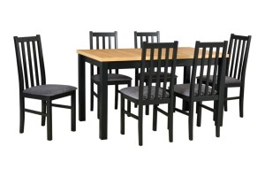 Zestaw stół rozkładany Modena 1 + 6 krzeseł drewnianych Bos 10