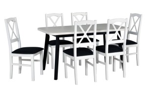 Zestaw stół rozkładany Oslo 6 + 6 krzeseł drewnianych Nilo 11