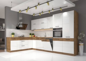 Meble kuchenne narożne Vigo biały połysk 1,9m na 3,5m