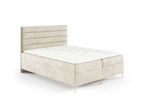 Łóżko kontynentalne na nóżkach Bino 200x200cm beż - tkanina Riviera 21