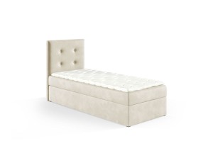 Łóżko kontynentalne z pojemnikiem Lino 90x200cm beż - tkanina Riviera 21