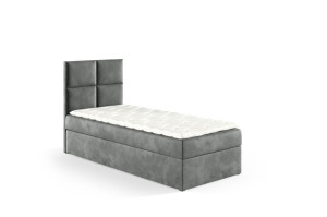 Łóżko kontynentalne z pojemnikiem Kleo 90x200cm szary - tkanina Riviera 91