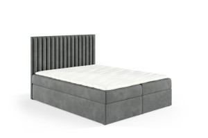 Łóżko kontynentalne z pojemnikiem Lira 200x200cm szary - tkanina Riviera 91