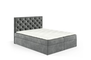 Łóżko kontynentalne z pojemnikiem Lara 140x200cm szary - tkanina Riviera 91