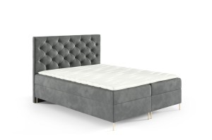 Łóżko kontynentalne na nóżkach Lara 140x200cm szary - tkanina Riviera 91