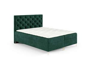 Łóżko kontynentalne na nóżkach Lara 200x200cm zieleń - tkanina Riviera 38