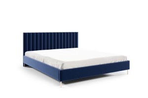 Łóżko tapicerowane na nóżkach Lira 180x200 granatowe - tkanina Riviera 81