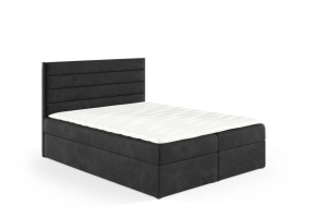 Łóżko kontynentalne z pojemnikiem Bino 200x200cm czarny - tkanina Riviera 100