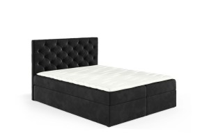 Łóżko kontynentalne z pojemnikiem Lara 120x200cm czarny - tkanina Riviera 100