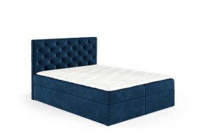 Łóżko kontynentalne z pojemnikiem Lara 160x200cm granatowy - tkanina Riviera 81