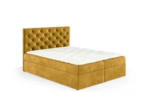 Łóżko kontynentalne z pojemnikiem Lara 180x200cm musztardowy - tkanina Riviera 41