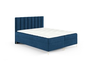 Łóżko kontynentalne na nóżkach Nila 200x200cm granatowy - tkanina Riviera 81