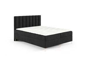 Łóżko kontynentalne na nóżkach Nila 200x200cm czarny - tkanina Riviera 100