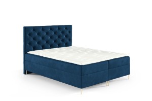 Łóżko kontynentalne na nóżkach Lara 120x200cm granatowy - tkanina Riviera 81