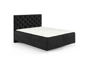 Łóżko kontynentalne na nóżkach Lara 120x200cm czarny - tkanina Riviera 100