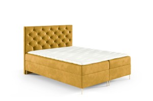 Łóżko kontynentalne na nóżkach Lara 160x200cm musztardowy - tkanina Riviera 41