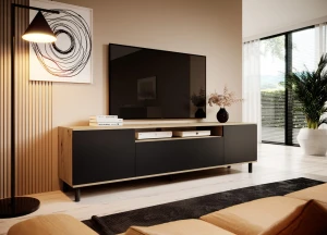 Komoda RTV Logan RTV 180 artisan/ czarny na okrągłych słupkach