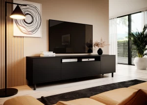 Komoda RTV Logan RTV 180 czarny na okrągłych słupkach
