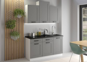 Meble kuchenne Luna Dust grey/biały 150cm