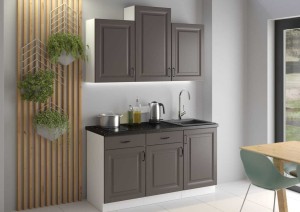 Meble kuchenne Stilo grafit/biały 150cm