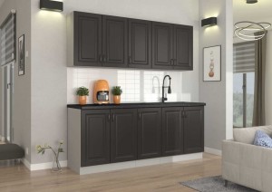 Meble kuchenne Stilo grafit/biały 200cm