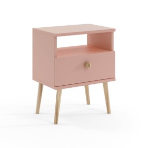 Stolik nocny Bolea 1S 44 cm z szufladą róż