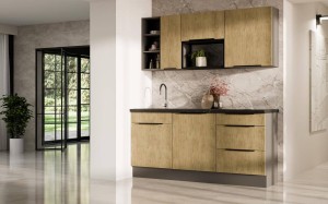 Zestaw mebli kuchennych Cremona Antracyt 180 cm 8 szafek z blatem