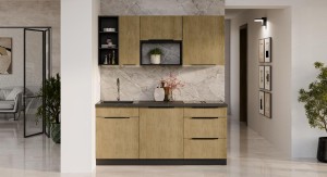 Zestaw mebli kuchennych Cremona czarny 180 cm 8 szafek