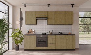 Zestaw mebli kuchennych Cremona czarny 260 cm 10 szafek z blatem