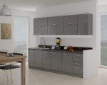 Zestaw mebli kuchennych Grey 260cm 8szafek+blat