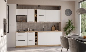 Zestaw mebli kuchennych Aria biały/artisan 255 cm