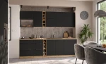 Zestaw mebli kuchennych Aria czarny/artisan 255 cm z blatem