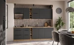 Zestaw mebli kuchennych Aria grafit/artisan 255 cm z blatem