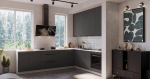 Zestaw mebli kuchennych Aria grafit/biały 290x230 cm z blatem