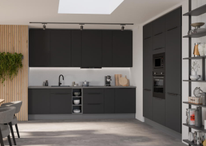 Zestaw mebli kuchennych Aria czarny/antracyt 300+180 cm z blatem