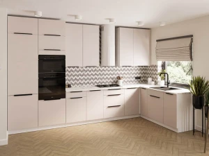 Zestaw mebli kuchennych Como cashmere/biały 375x190cm z blatem