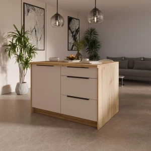 Wyspa kuchenna Solea Cashmere 124x90 - zestaw "B" z blatem