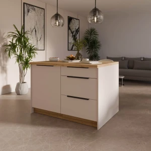 Wyspa kuchenna Solea Cashmere 124x90 - zestaw "D" z blatem
