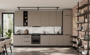Zestaw mebli kuchennych Aria sandgrau/czarny 390 cm