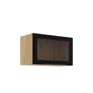 Szafka górna witryna 60 GUS-36 MDF 1F czarny/dąb artisan