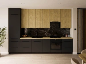 Zestaw "B" mebli kuchennych Cremona/ Aria czarny/czarny 330 cm z blatem