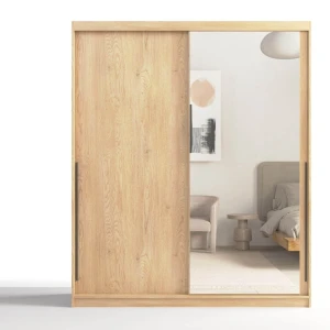Szafa przesuwna Aura Mirror 180/215 cm z lustrem - dąb cremona