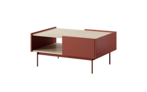 Stolik kawowy Color L-97 ceramic red+dąb linea