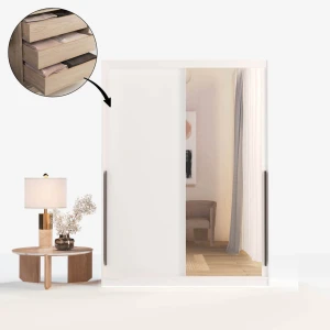 Szafa przesuwna Aura Box+Mirror 150/215 cm - biały