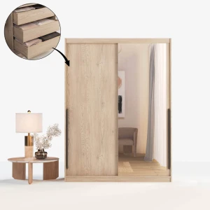 Szafa przesuwna Aura Box+Mirror 150/215 cm - dąb cremona
