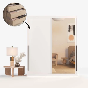 Szafa przesuwna Aura Box+Mirror 170/215 cm - biały