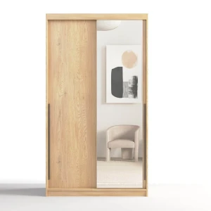 Szafa przesuwna Aura Mirror 130/215 cm z lustrem - dąb cremona