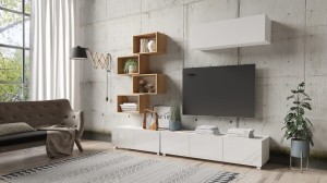 Meblościanka Calabrini 29 biały połysk/dąb złoty