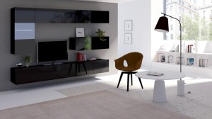 Meblościanka Calabrini 4 czarny/czarny połysk