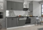 Meble kuchenne Stilo Dust Grey/biały 250cm zestaw z blatem